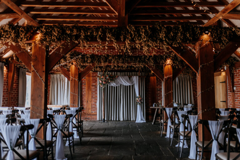 A beautiful barn wedding venue ceremony