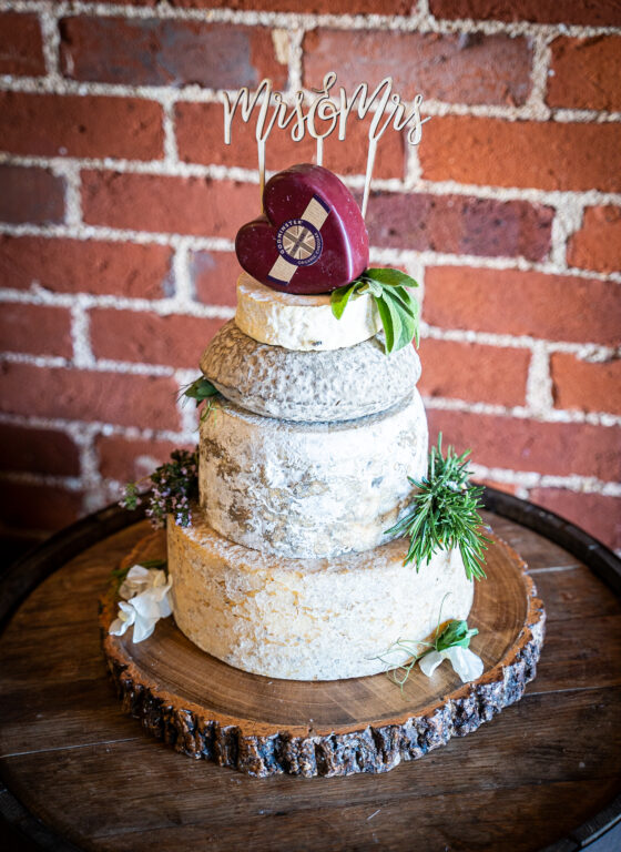 An alternative cheese tower 'wedding cake'