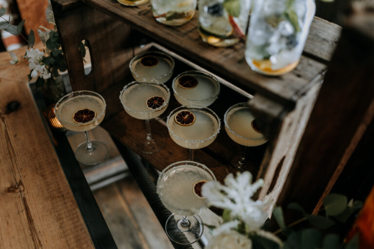 Cocktails at a wedding venue reception